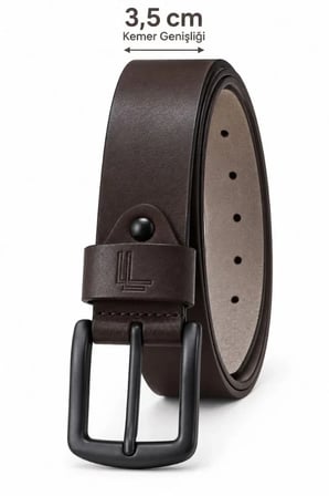 Erkek Koyu Kahverengi 3,5 Cm Metal Tokalı Kot Ve Kumaş Pantolon Kemeri