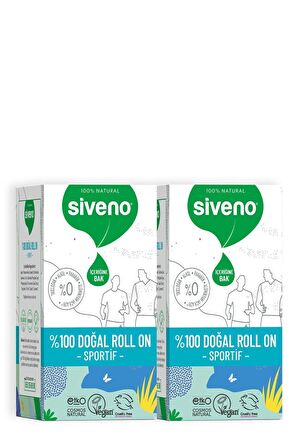 Siveno %100 Doğal Roll-On Sportif Sporcu Deodorant Ter Kokusu Önleyici Bitkisel Lekesiz 50 ml X2 Adet