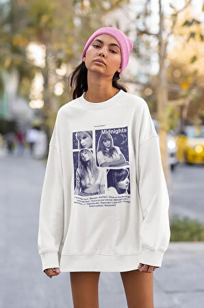 Taylor Swift Midnights Baskılı Unisex Oversize Şarkıcı Sweatshirt
