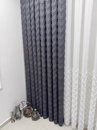 NİVEMESHOME MAYIS 1-027P YARI DESEN  EKRU   1/3 PİLELİ TÜL PERDE