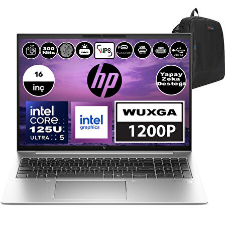 Hp Elitebook 860 G11 Intel Core Ultra 5 125U 96GB Ddr5 1tb SSD 16" IPS Wuxga Windows 11 Pro Taşınabilir Bilgisayar 8A4S8EA14 + Zetta Çanta