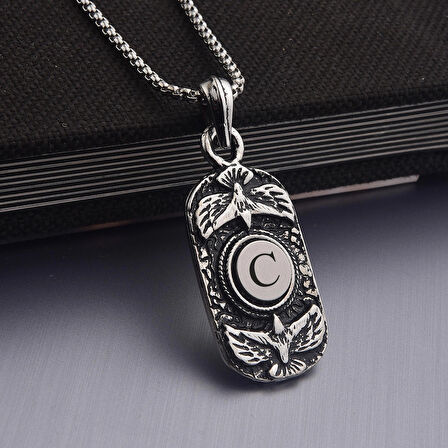 Eagles Harfli Uçan Kartal Erkek Çelik Kolye Takı Kişiye Özel Hediyelik Aksesuar