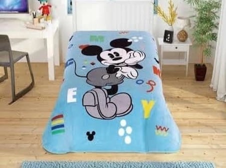 Taç Lisanslı Outlet Mickey Mouse Battaniye Tek Kişilik Mavi