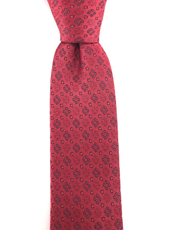  Kırmızı Bordo Desenli Slim Kravat