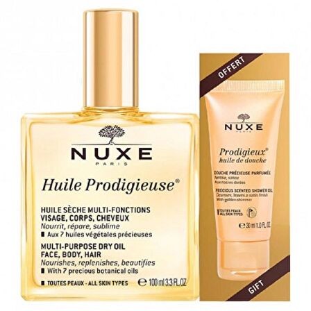 Nuxe Huile Prodigieuse Çok Amaçlı Kuru Yağ 100ml + Huile Prodigieux Duş Jeli 30ml