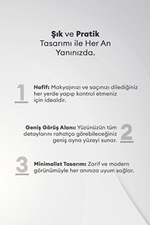 Şık Tasarımlı Beyaz El Aynası Mirror Square (White)