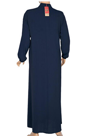 Hesna Kadın Selvi Dokuma Krep Kuş Gözü Aksesuarlı Lacivert Ferace