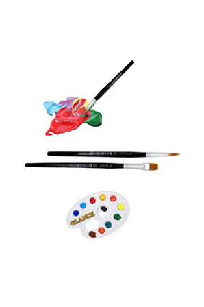 Funny Kids Akrilik Boya 20ml 12li Set Pamuk 240 G Daire Tuval 3 Boya Set