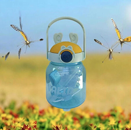 Çıkartma Hediyeli, Ithal Lüx Kulaklı mavil-Turuncu Matara/suluk 1100 ml