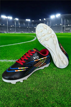 Erkek Krampon Dişli Futbol Ayakkabısı SİYAH - KIRMIZI