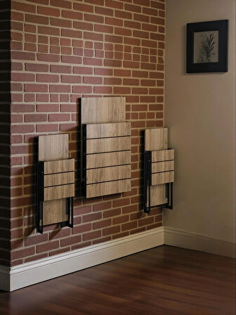  Firuze Duvara Monte Katlanabilir 2 Tabureli Pratik Yemek Masası Balkon Masası