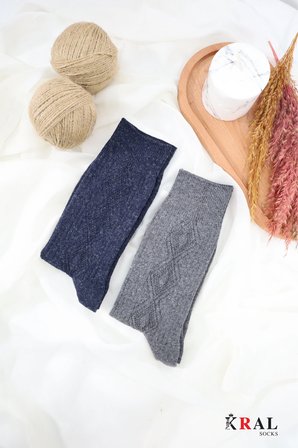 2 Çift Erkek Kışlık Çorap Lambswool Yünlü Çorap (40-44 BEDEN)