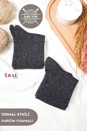2 Çift Erkek Kışlık Çorap Lambswool Yünlü Çorap (40-44 BEDEN)