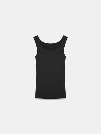  Geniş Askılı Basic Pamuk Top-Siyah