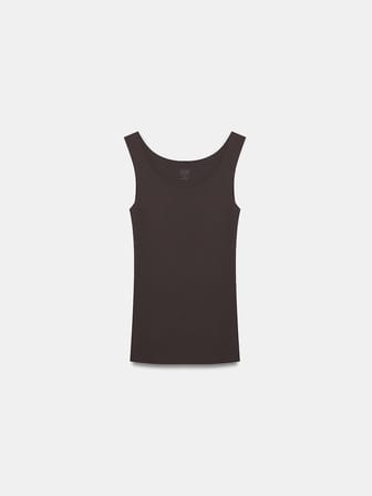 Geniş Askılı Basic Pamuk Top-Koyu Kahve