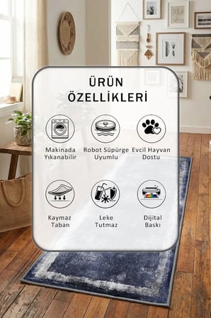 Ehl-15 Dijital Baskılı Kaymaz Yıkanabilir Yolluk - Leke Tutmaz