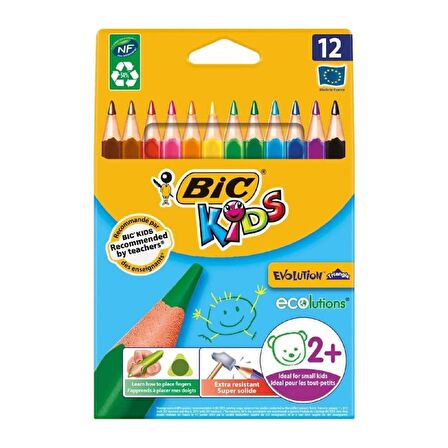 Bic Evolution Triangle Jumbo Üçgen Kuru Boya 12 Li+ Xl Keçeli Kalem 12 Li