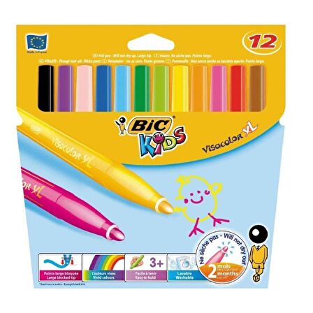 Bic Evolution Triangle Jumbo Üçgen Kuru Boya 12 Li+ Xl Keçeli Kalem 12 Li