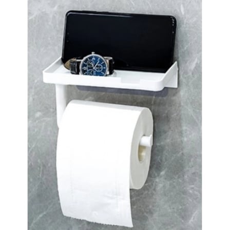 Tuvalet Kağıdı Askılığı - Raflı ve Yapışkanlı - Matkapsız Banyo Aksesuarı
