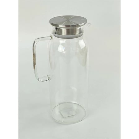 1500 ml Borosilikat Cam Su Sürahisi - Metal Kapaklı ve Isıya Dayanıklı