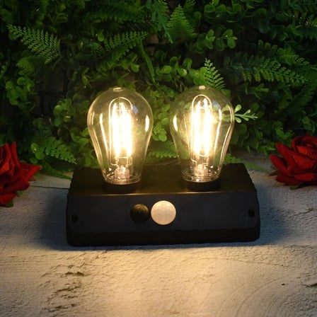 Sensörlü Solar İ̇Kili Led Ampul Lamba - Çift Başlıklı - Güneş Enerjili Aydınlatma