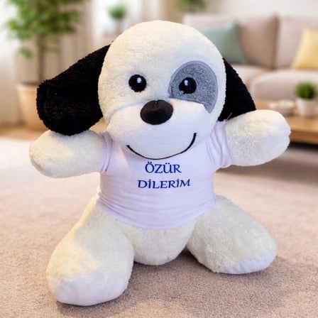 Özür Dilerim Tişörtlü Sevimli Benekli Peluş Köpek
