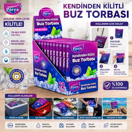 Kendinden Kilitli Buz Torbası - Koku Hapsetme Özellikli - Sızdırmaz Tasarım