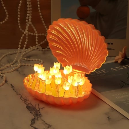 LED Işıklı Kendin Yap Deniz Kabuğu Tasarımlı Lale Lamba