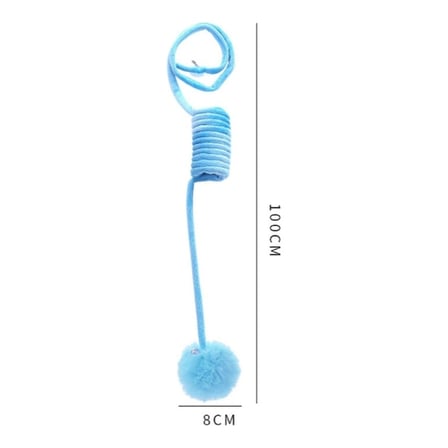 Yaylı Asılabilir Peluş Kedi Oyuncağı - Elastik - Ponponlu Olta