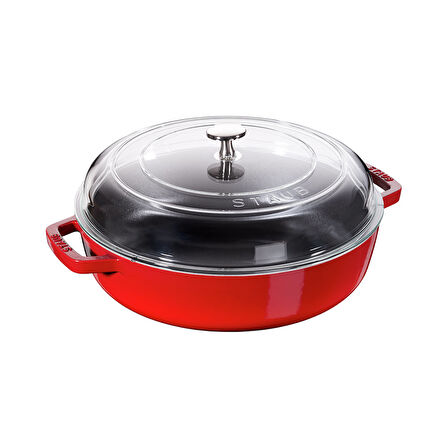Staub B Cam Kapaklı Döküm Tencere 24 cm Kiraz