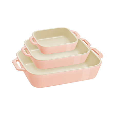 Staub Seramik Fırın Kabı Seti 3'lü Pembe