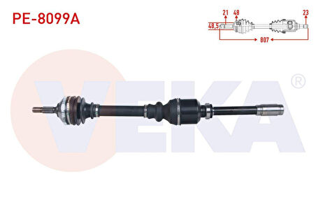 KOMPLE AKS SAG ON ABSLI 48 DIS UZUNLUK 807mm PEUGE 3273.9N