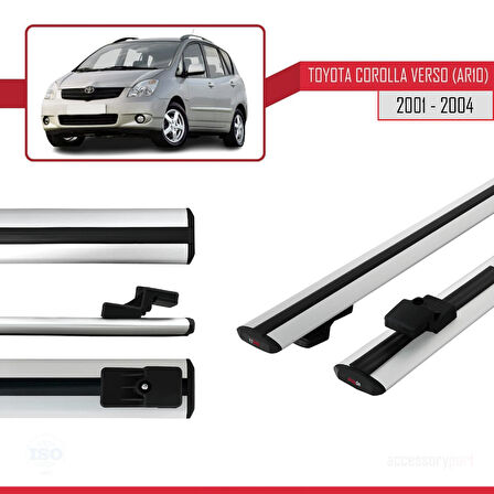 Toyota Corolla Verso (E120) 2001-2004 Arası ile Uyumlu BASIC Model Ara Atkı Tavan Barı Gri 2 Adet
