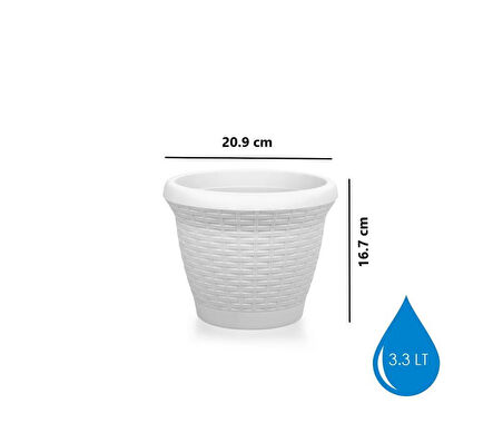 Omnipazar SO-HS01 Plastik Hasır Desenli Dekoratif Saksı 3.3 Litre No 1