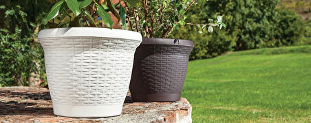 Omnipazar SO-HS01 Plastik Hasır Desenli Dekoratif Saksı 3.3 Litre No 1