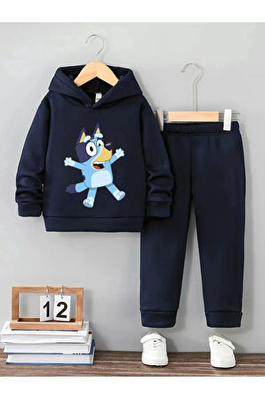 Bluey Kız Ve Erkek Çocuklar Için Premium 3. İplik Compact Sweatshirt & Eşofman Takımı