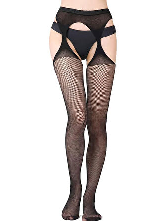 Fastieshop Ağ Bölgesi Açık File Külotlu Çorap
