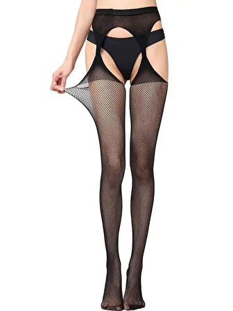 Fastieshop Ağ Bölgesi Açık File Külotlu Çorap
