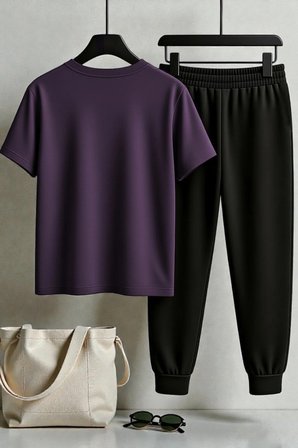 Unisex Leopar Kalp Baskılı Eşofman Takımı