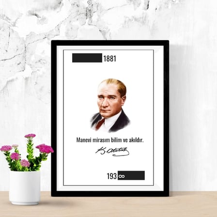 Atatürk Portreli Duvar Tablosu Yapışkanlı Sök Tak Çerçeveli 20x30cm - 1881-193∞ Sonsuzluk Tasarımlı Hediye Poster