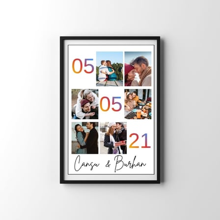 Sevgiliye Hediye Kişiye Özel İsim Yazılı Yapışkanlı Çerçeve Tablo 20x30 - Fotoğraf Kolajlı Duvar Dekoru