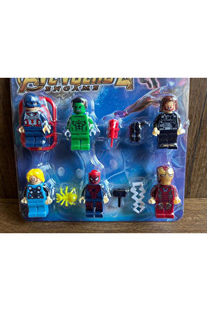 6'lı Figür Seti Leg0 Uyumlu Yenilmezler Avengers' Figürleri 12 Parça Figür Spiderman Hulk İronman