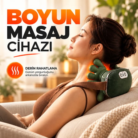 Şarjlı Isıtmalı Boyun Masaj Aleti El Hisli Parmakla Yoğurma Teknolojili Omuz Sırt Bacak Masaj Cihazı