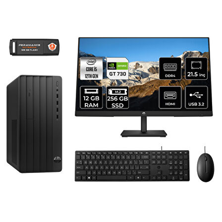 HP PRO TOWER 290 G9 MA5EAD306 i5 12500 12GB RAM 256GB SSD GT730 4GB 21.5" FDOS MASAÜSTÜ PC