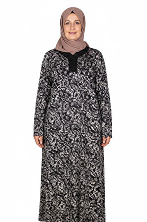 Hesna Kadın Minel Battal Beden Kuplu Boydan Siyah Elbise Desen 29