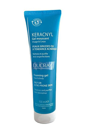 Ducray Keracnyl Yağlı ve Düzensiz Ciltler için Temizleme Jeli 100 ml