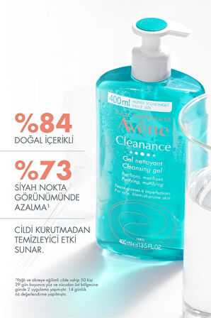 Avene Cleanance Yağlı ve Akneye Eğilimli Ciltler için Matlaştırıcı Etkili Temizleme Jeli 400 ml 2 Adet