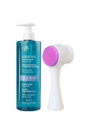 Ducray Keracnyl Foaming Gel - Yağlı Cilt Temizleme Jeli 400ml + Cilt Temizleme Fırçası