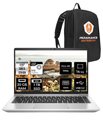 HP EliteBook 640 G9 Intel Core i5 1235U 20GB 1TB SSD 14" FHD FDOS Taşınabilir Bilgisayar & PER4 Çanta