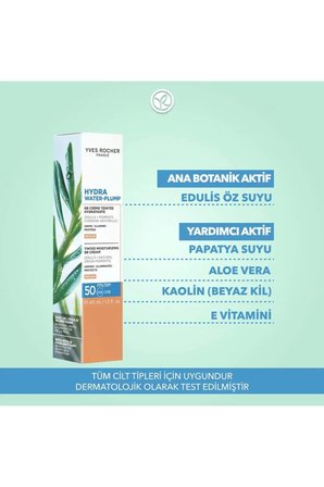 Orta Ton BB Krem SPF50 Ton Eşitleyici Renkli Nemlendirici Güneş Kremi Hydra Water Plump 40 ml
